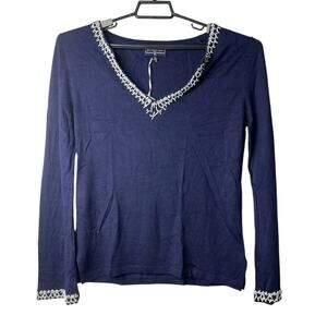 Duffield Lane Briggs Beaded‎ Sweater Top Lightweight Small New